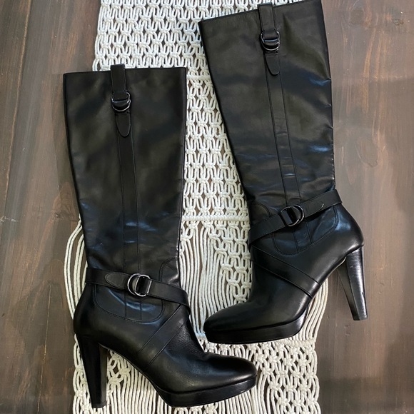 Cole Haan Shoes - Cole Haan leather knee high heeled boots